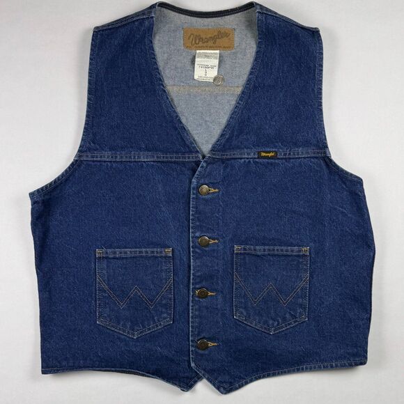 Wrangler Other - Vintage Wrangler Denim Vest 100% Cotton Cowboy Large M-159
